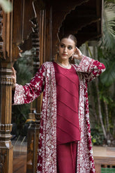 Shehrnaz - Mahveen - SHK-1431 - Burgundy - Chiffon & Koean Silk - 3 Piece